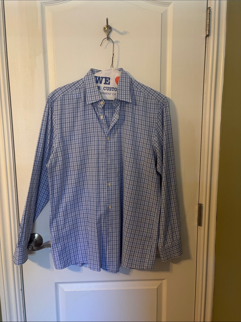 Light Blue Check Cotton Dress Shirt - Hugo Boss